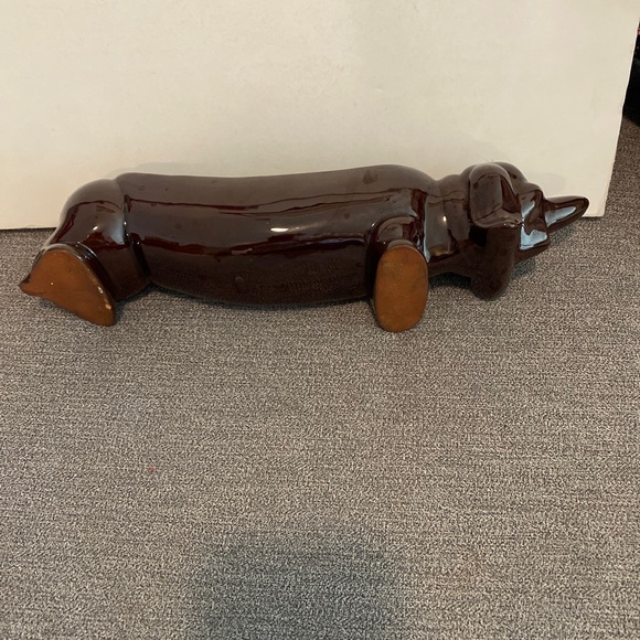 Vintage Dachshund Dog Holder For Crackers Trinkets Candy Ceramic Dresser Caddy - Picture 4 of 5